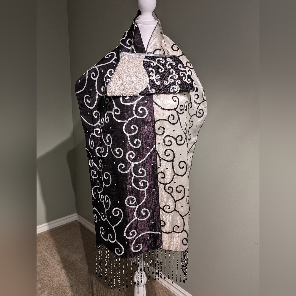 Wayne M. Kleski Beaded Shawl & Evening Purse